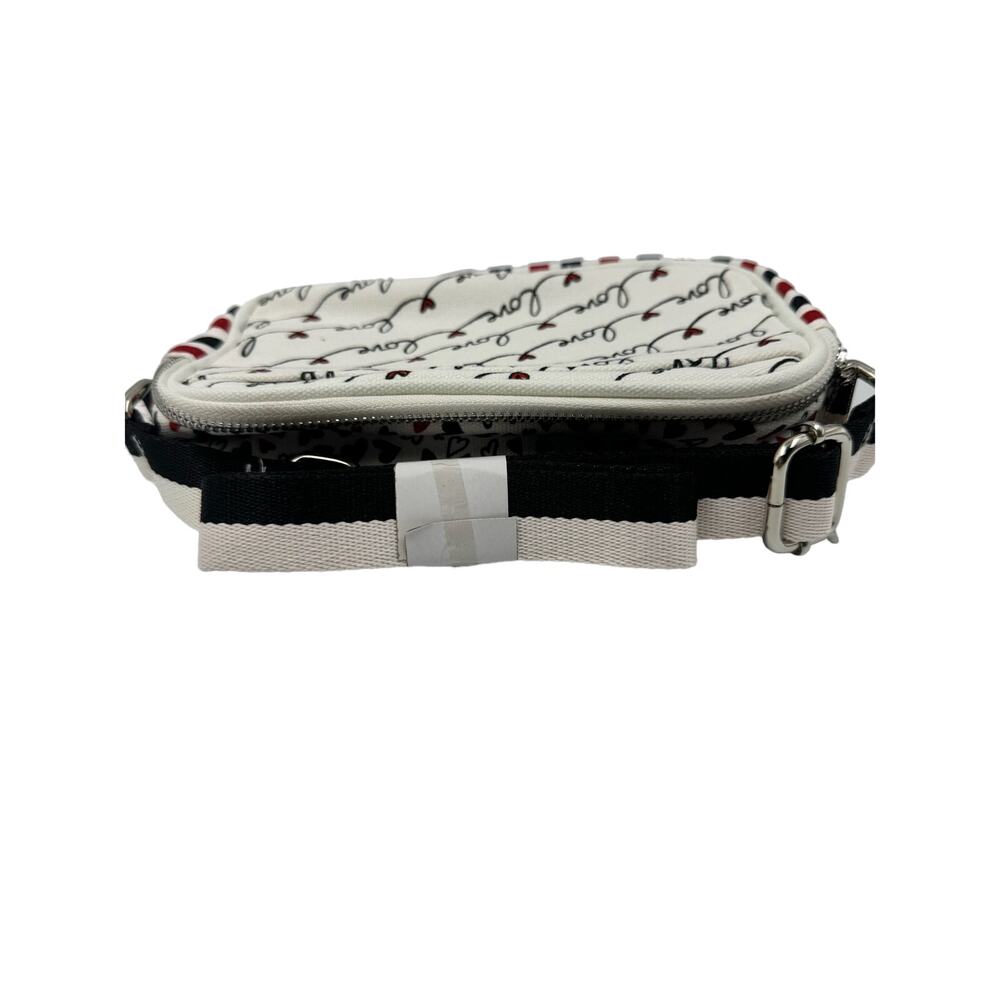 NWT Brighton Love Scroll Cross Body Bag White, Red & Black with Hearts, 7"  New - Picture 2 of 5